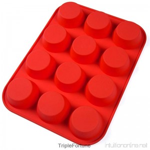 Silicone Muffin Pan - Nonstick Baking Mold for Muffins and Cupcakes (12 Cups Red) - B07CC9J7DG